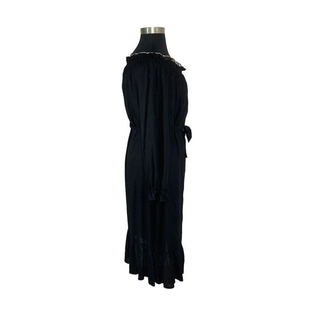 Eloquii 18/20 Black Maxi Peasant Shirt Dress Boho Drop Shoulder Puff Sleeve Goth - Picture 6 of 9